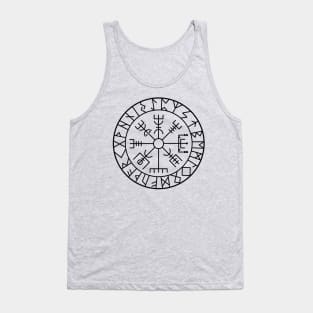 Viking Vegvisir, Protection runes and compass in black Tank Top